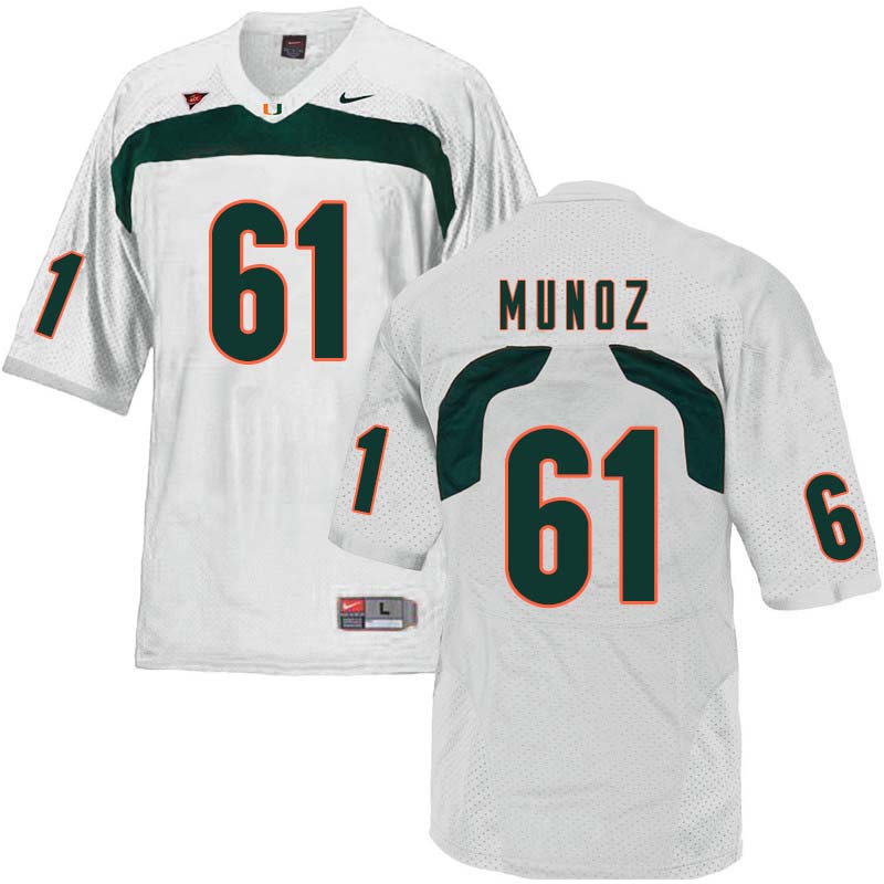 Nike Miami Hurricanes #61 Jacob Munoz College Football Jerseys Sale-White - Click Image to Close